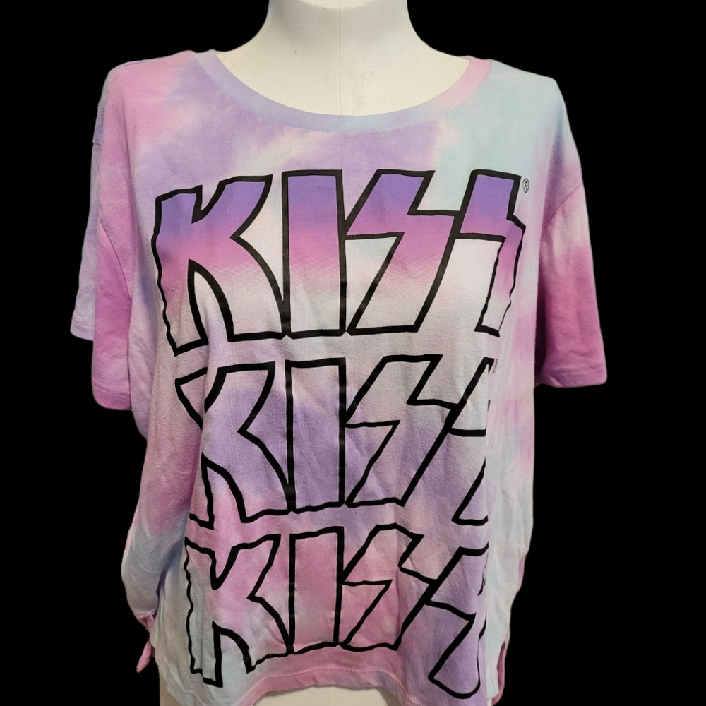 KISS tie dye crop tshirt XXL
